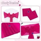 MDS Pack of 50 Chiffon Chair Sashes for Wedding & Event Décor - Hot Pink - Image 4