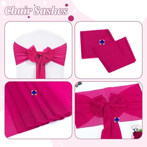 MDS Pack of 25 Chiffon Chair Sashes for Wedding & Event Décor - Hot Pink - Image 4