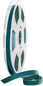 Morex Ribbon Ribbon, Swiss Velvet Nylon, 3/8 inch by 11 Yards, Teal, Item 01210/10-654 Nylvalour Velvet, 3/8" x 11 yd, by MorexRibbon