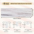 Set of 6 Pearl Table Runner 10ft, 29 * 120 Inch White Table Cloth Pearl Sheer Tulle Table Cover,Table Runner for Wedding Party Baby Shower Birthday Home Decor - Image 2