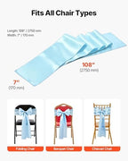 VEVOR Satin Chair Sashes Bows, Chair Ribbon Ties Back Sash, 7 x 108 inch, Wedding Reception Decoration, for Wedding Ceremony Baby Shower Party Events Banquet Cover Decoration (Light Blue, 100pcs) - Image 6