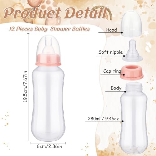 Trelaco 12 Pcs Baby Shower Bottle Chug Game, Bear, Brown - Image 3