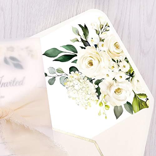 DORIS HOME 25PCS Fill-in Invitations Cards, Cream Flower - Image 6