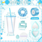 Teenyyou 6 Sets Baby Shower Game Gifts for Players Baby Shower Favors Tumbler Hair Comb Powder Puff Hair Claw Gift Bag Thanks Tags for Wedding Bridal Favors Party Guests (Blue) - Image 2