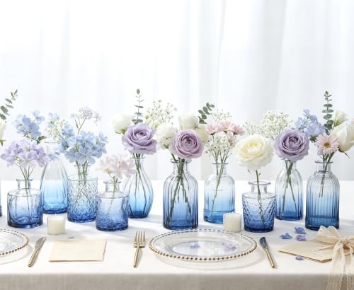 Fixwal 36 Blue Bud Vases Glass Bud Vase Set of 36, Small Vases for Flowers - Image 5