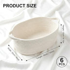 6Pcs Small White Woven Basket Valentines Empty Gift Basket - Image 2