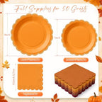 Zhehao 150 Pcs Autumn Paper Plates Napkins Serves 50 - Image 3