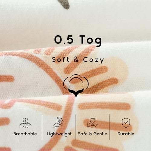 Yoofoss Baby Sleep Sack 12-18 Month 0.5TOG 100% Organic Cotton 2-Way Zipper - Image 6