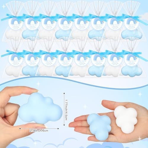 Demissle 40Sets White Blue Cloud Shaped Soaps Baby Shower Favors for Guests - Image 2