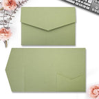 25 Pieces A7 Pocket Invitations (5.12 x 7.09) Trifold Wedding Invitation Cards for 5x7 Invites Wedding Bridal Shower Engagement Birthday Sweet 16 (Matte Sage Green) - Image 3