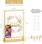 PPH-Sisy Acrylic Sign Holder 8.5x11 Gold Picture Frames Clear Tabletop Display Stand Menu Holder for Flyer, Wedding Table Number, Restaurant, Office, Retail Store & Party, 6 Pack - Image 3