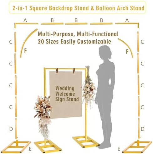 Square Balloon Arch Stand 6.6FT Metal Party Backdrop Stand 2-in-1 Dual-use - Image 4