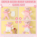 Seenelling 6 Sets Bear Diaper Changing Baby Shower Game Kit, Pink - Image 2