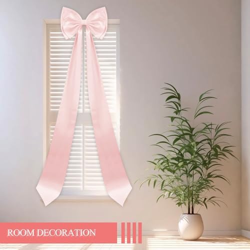 Giant Bow Decoration, Big Bows for Backdrop 75x18 Inch,Bow Themed Room Decor,Large Satin Decorative Bows for Wedding Engagement Bachelorette Baby Shower Bridal Christmas (Pink, 75x18 Inch) - Image 5