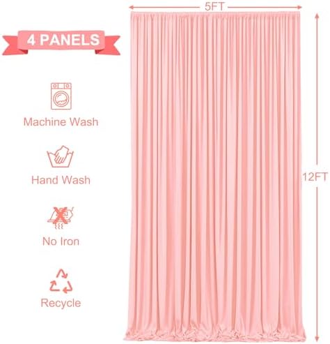 20ft x 12ft Blush Pink Backdrop Curtains Wrinkle Free Backdrop Curtain for Wedding Parties Pink Fabric Backdrops Drapes Back Drop Cloth Bridal Shower Stage Curtains Wedding Decorations for Reception - Image 7