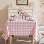 Gingham Tablecloth Rectangle Table, Cotton Linen Fabric Picnic Checkered Table Cloth Farmhouse Washable Wrinkle Free Buffalo Plaid Table Cover for Outdoor Birthday Party, Pink, 60x90 - Image 5