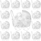 Threehoney 24 Pcs Baby Shower Mini Carriage Decoration White Goose Color Metal Wired Fillable Candy Stroller Baby Shower Table Centerpiece for Guest Gender Reveal Wedding Party Favor Gift by Threehoney