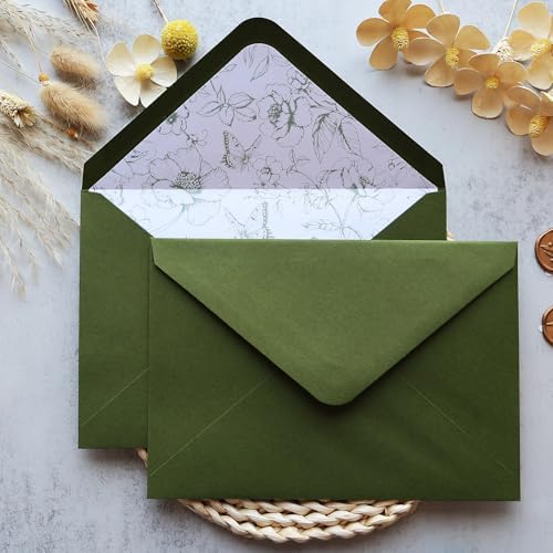 50PCS A7 Olive Green Envelopes, 5.3×7.6 Inch Envelopes - Image 2