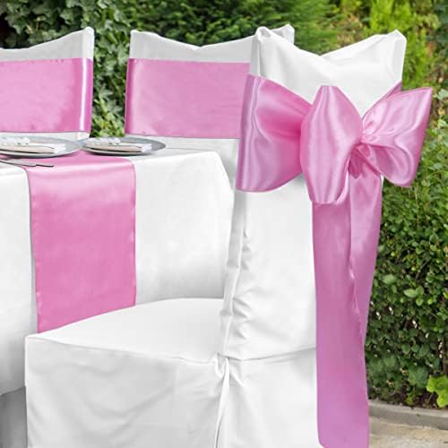Babenest 50pcs Satin Chair Sashes Ties for Party Wedding, Pink - Image 6
