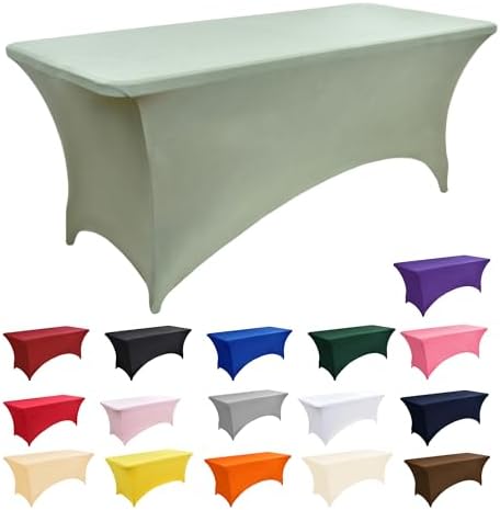 122 6-Pack 6ft Spandex Table Covers for Rectangle Standard Folding Tables - Wrinkle Resistant Stretch Tablecloths - Ultimate Fitted Table Protector for Parties, Banquet, and Wedding - Image 3
