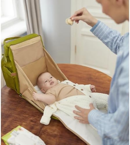 Diaper Bag Backpack, Multifunction Diaper Bag with Changing Station, Stylish Baby Bags, Large Unisex Diaper Backpack for Mom and Dad, Baby Registry Search, Portable Changing Pad – Yellow Green - Image 5