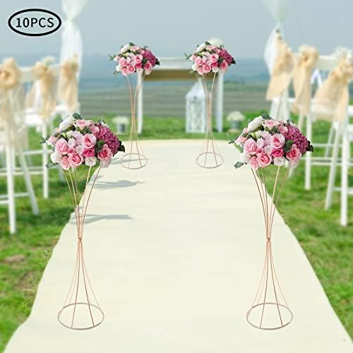 10PCS Wedding Centerpieces for Tables, 31.5Inch Metal Tall Trumpet Vases Rack for Birthday Party Decoration Garden Tall Flower Stand Holder for Balloon Decor Road Leads Christmas - Image 3