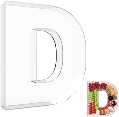 13.8" Extra Large Acrylic Letter Charcuterie Board Box, Reusable Fillable Letter Cake Candy Dish Display Serving Tray for Birthday Anniversary Party Decoration (D) by RUFHVTY