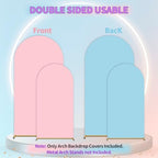 Arch Backdrop Cover Set of 2 (6FT/7.2FT) Double Color Wedding Gender Reveal Arch Cover Decorations Spandex Fitted Chiara Arch Backdrop Covers for Baby Shower Party Birthday Banquet (Pink-Blue) - Image 2