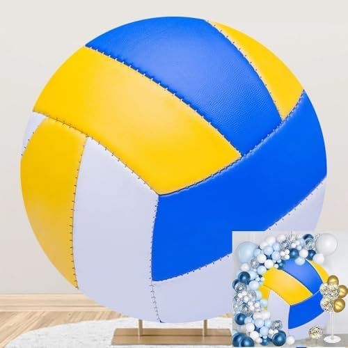 Volleyball Round Backdrop Cover - Sports Themed Background for Photography, Boys & Girls Birthday Party Decoration, Volleyball Sports Events Club Photo Shoot Studio Props - 6x6ft by OERJU