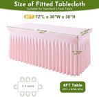 4Pack Pink Spandex Tablecloth for 6FT Rectangle Tables,Table Skirt - Image 2