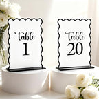 Black and White Wave Acrylic Table Number 1-20 with 20Pcs Stands, 5"x7" Table Centerpiece Decor for Indoor Outdoor Birthday Baby Shower Wedding Bridal Shower Anniversary Party Reception by CORNERLACE