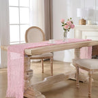 12 Pack Pink Cheesecloth Table Runners, 120 Inch 10Ft Blush Pink Gauze Table Runner for Wedding Birthday Party Baby Shower Decorations - Image 6