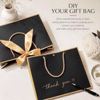 Silkfly 24 Pcs Paper Gift Bags with Handles & Bow Ribbon, Black, Gold - Image 5