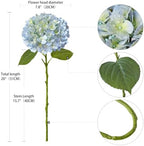 ZYTUYO 20" 4PCS Artificial Light Blue Hydrangea Flowers Large Faux Latex Real Touch Fake Hydrangeas Silk Bouquet with Leaves Stems for Family Table Office Wedding Party Arrangements - Image 6