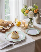 WDF 100PCS Mint Green Plastic Plates - Green Spring Plates Disposable - Heavy Duty Scalloped Plastic Plate for Parties/Wedding - Image 4