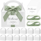 Maitys 50 Set Welcome Boxes for Wedding Guests 9x6x6 Gable Boxes Sage Green by Maitys