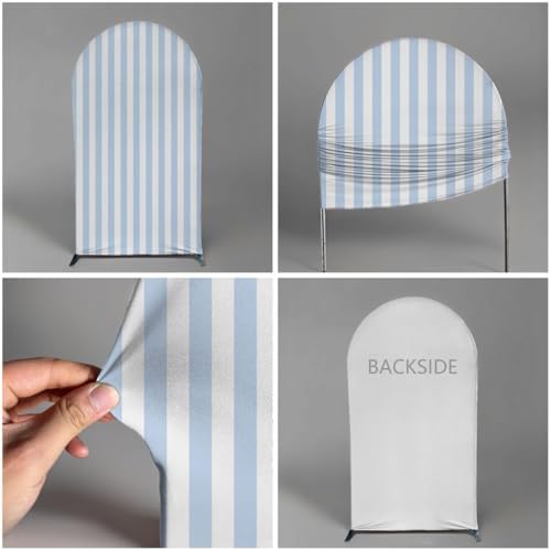 FiVan Arch Covers Stretchy Blue Stripes Backdrop for Birthday Baby Shower Party Decoration 3x6ft Baptism Background Props - Image 3