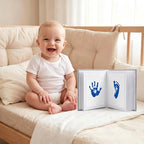15 Pack Little Lullaby Inkless Milestone Cards Baby Hand and Footprint Kit 12 Months Newborn Memory Book Keepsake Ink Pad for Handprints Footprints (White Box-Blue) - Image 4