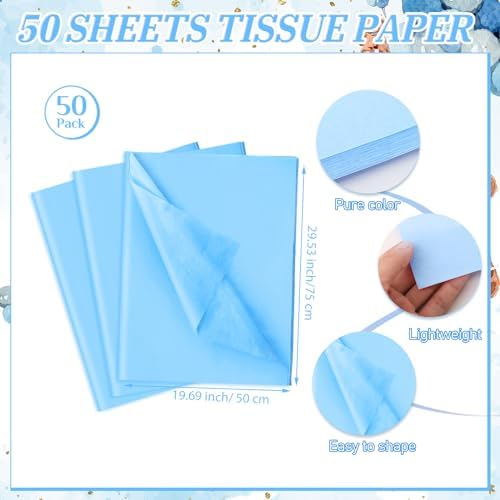 Resurhang 50 Sets Gift Bag for Baby Shower Bear Balloon Goodie Bags with Handles and Tissue Paper Baby Shower Party Favor Handbag for Guests Gender Reveal Return Gift(Blue) - Image 3