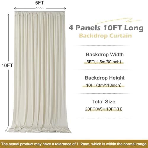 20 ft x 10 ft Wrinkle Free Champagne Backdrop Curtain for Parties, 4 Panels 5x10ft Silky Polyester Wedding Backdrop Drapes Photo Back Drop Cloth for Birthday Baby Shower Photography Background - Image 6