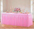 Pink Polyester Table Cloths for Rectangle 8 Foot Tables, 1 Pack Wrinkle Free Tablecloths Stretchy Banquet Ruffle Fitted Table Cover Desk Skirt for Parties Wedding Birthday Baby Shower by Unknown