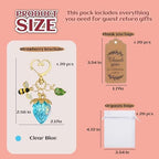 20 Sets Strawberry Keychains with Enamel Bee and Leaf Charms, Clear Blue - Image 2