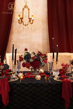 TINGE TIME Gothic Wedding Artificial Flowers Combo, Rose Peony Black Red - Image 2