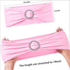 50 Pack Pink Chair Sashes, Light Pink Spandex Chair Bands for Wedding Gender Reveal Party Decor, Baby Pink Bows for Folding Chairs - Image 5
