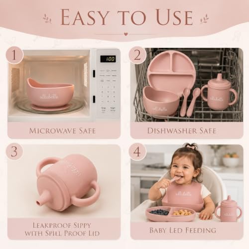 Ullabelle 7 piece baby feeding feeding set with suction toddler plate, silicone suction bowl with lid, and 2 spoons - Image 5