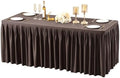 Wish Care Brown Polyester Table Clothes for 4 Foot Rectangle Tables, Wrinkle Free Fitted Table Cover with Pleated Ruffle Table Skirt for Birthday Party Wedding Trade Show Event Display by WishCare