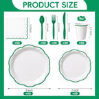 350 Pcs Green Rim Paper Plates and Napkins Party Supplies - Image 2