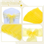 MDS Pack of 250 Organza Chair Sashes for Wedding & Event Décor – Yellow - Image 4