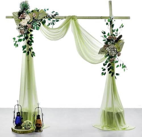 Pack of 2 Wedding Arch Drape Panel Fabric 30" x 75ft - Sage Green - Image 2