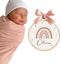Embroidery Baby Name Sign, Personalized Welcome Baby Hoop Sign with Bow, Custom Baby Name Sign for Hospital, Infant Baby Shower Gifts New Parents (07) by Chikky